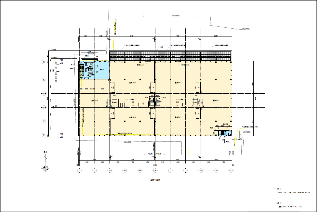 大阪府八尾市の倉庫：物流センター大阪東　２階平面図