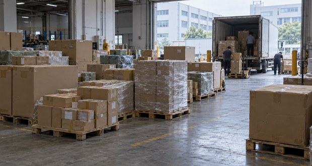 深圳の倉庫で進む入荷作業